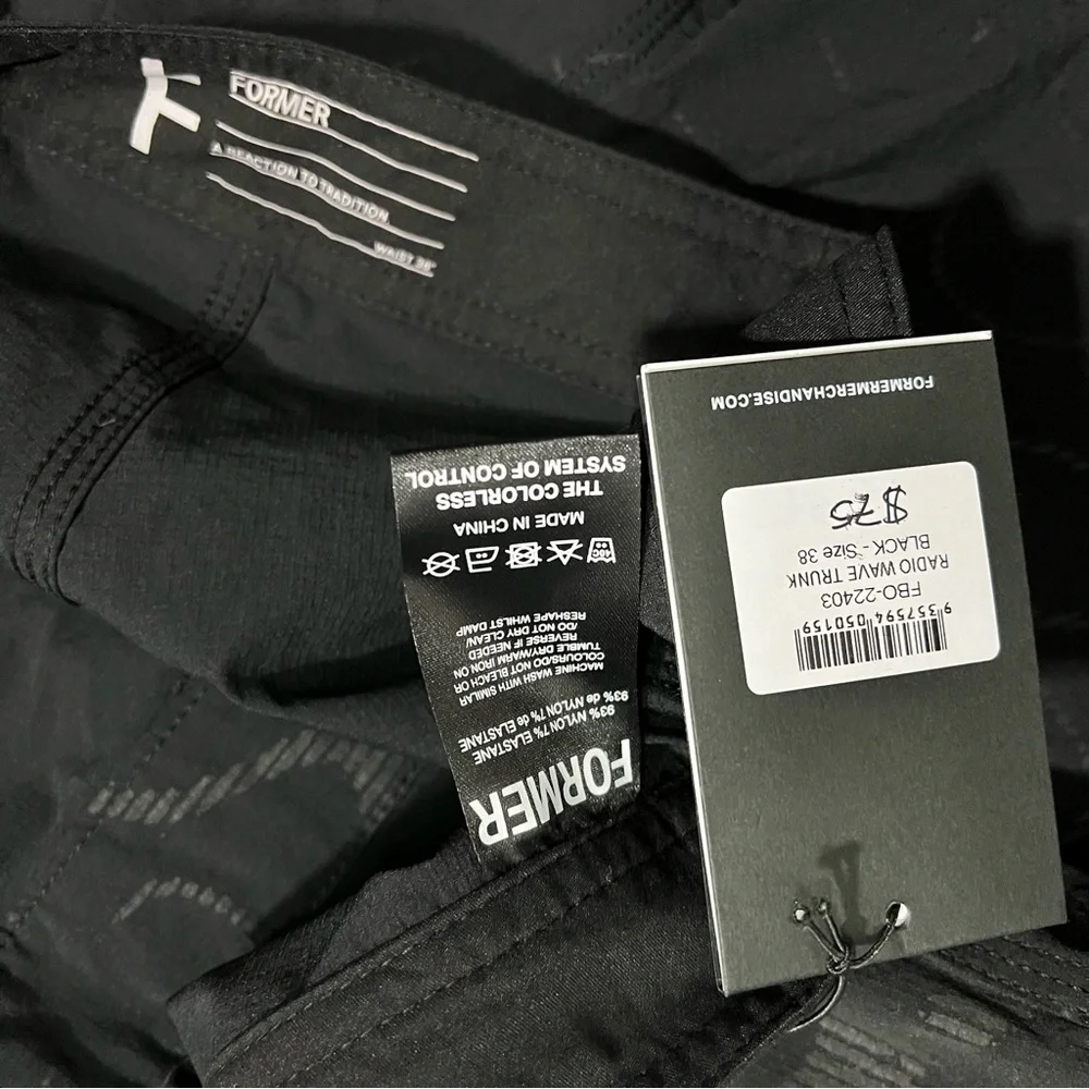 NWT Former Merchandise Men Radio Wave Swim Trunk Shorts Black Size 38 - Picture 10 of 11